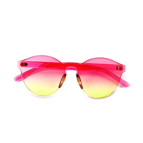 square ocean film jelly sunglasses pink yellow